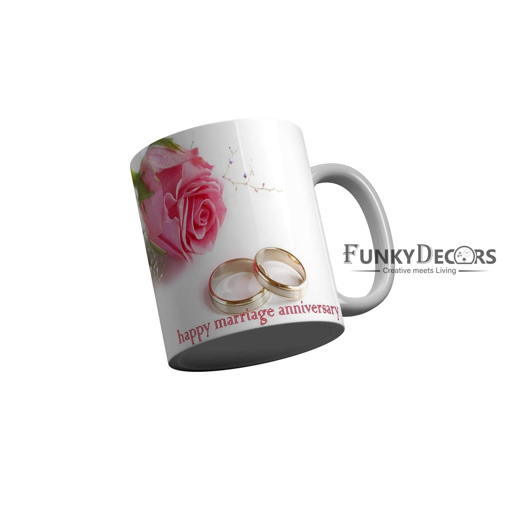 Funkydecors Happy Marriage Anniversary Ceramic Mug 350 Ml Multicolor Mugs