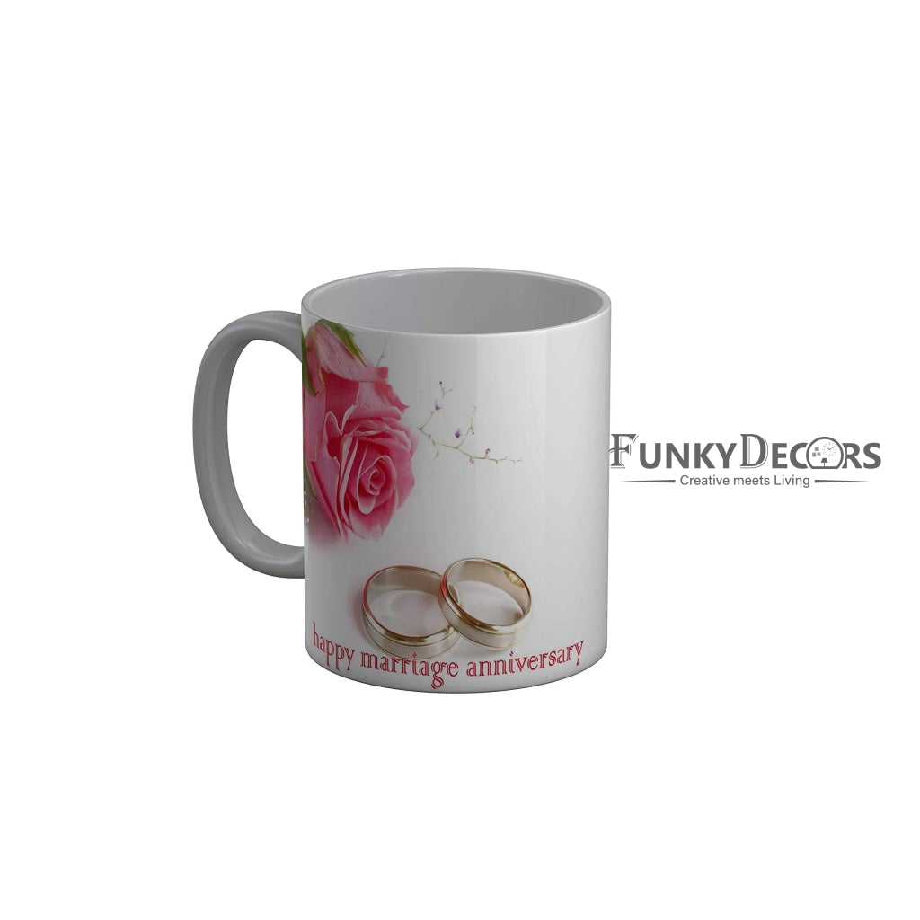 Funkydecors Happy Marriage Anniversary Ceramic Mug 350 Ml Multicolor Mugs
