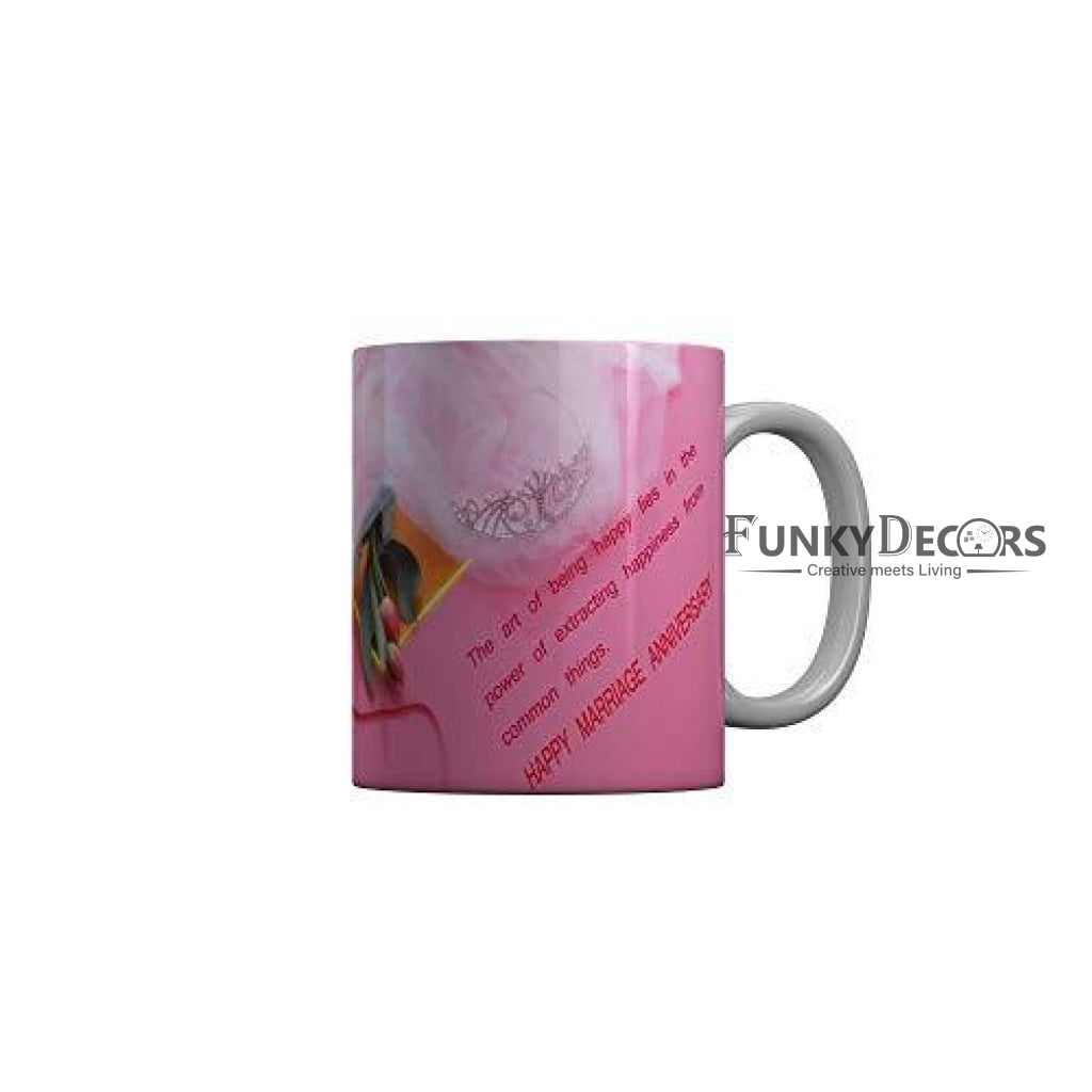 Funkydecors Happy Marriage Anniversary Ceramic Mug 350 Ml Multicolor Mugs