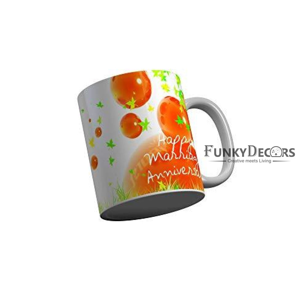 Funkydecors Happy Marriage Anniversary Ceramic Mug 350 Ml Multicolor Mugs