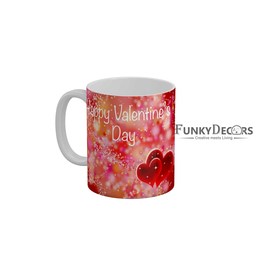 FunkyDecors Happy Valentines Day for Love and Friendship Quotes Ceramic Coffee Mug 350 ml