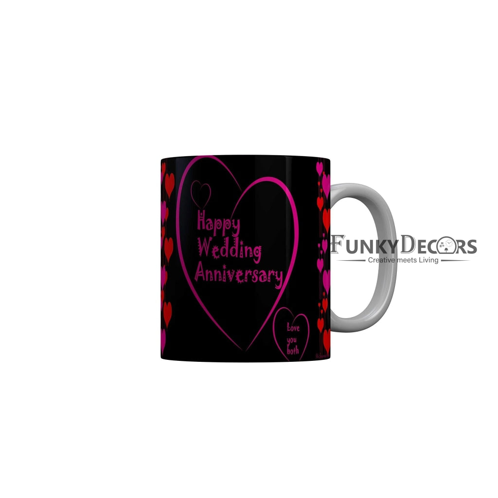 Funkydecors Happy Wedding Anniversary Ceramic Mug 350 Ml Multicolor Mugs