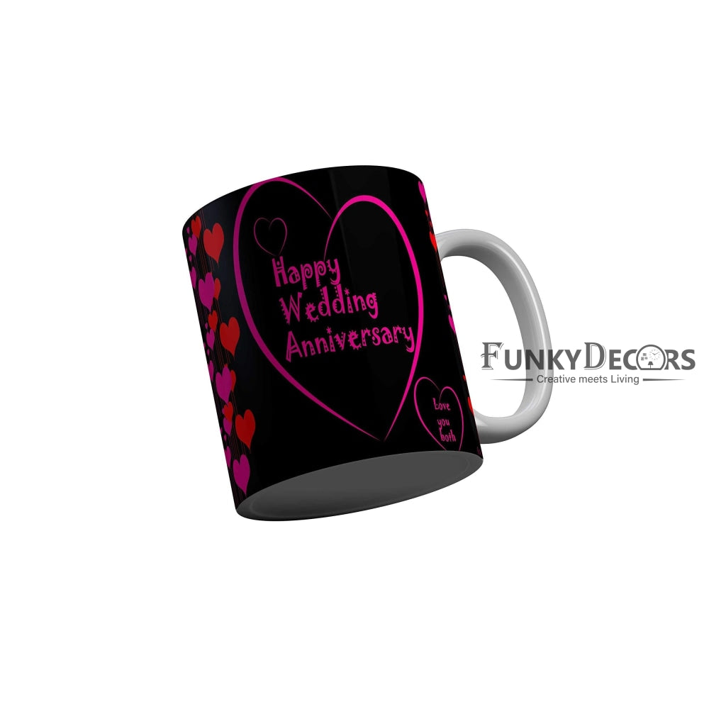 Funkydecors Happy Wedding Anniversary Ceramic Mug 350 Ml Multicolor Mugs