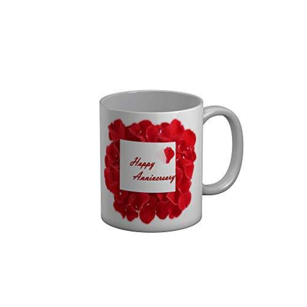 Funkydecors Happy Wedding Anniversary Ceramic Mug 350 Ml Multicolor Mugs