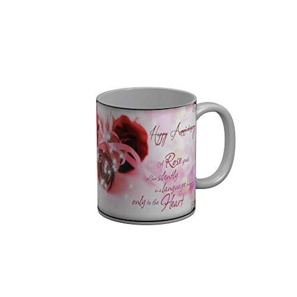 Funkydecors Happy Wedding Anniversary Ceramic Mug 350 Ml Multicolor Mugs