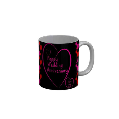 Funkydecors Happy Wedding Anniversary Ceramic Mug 350 Ml Multicolor Mugs