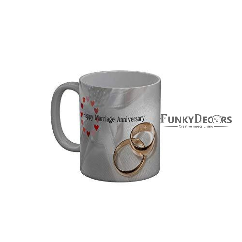 Funkydecors Happy Wedding Anniversary Ceramic Mug 350 Ml Multicolor Mugs
