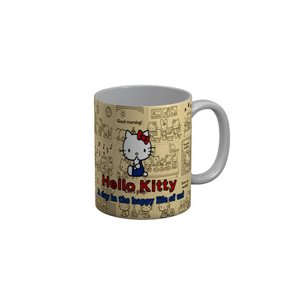 FunkyDecors Hello Kitty A Day Happy In The Happy Life of us Cartoon Ceramic Coffee Mug