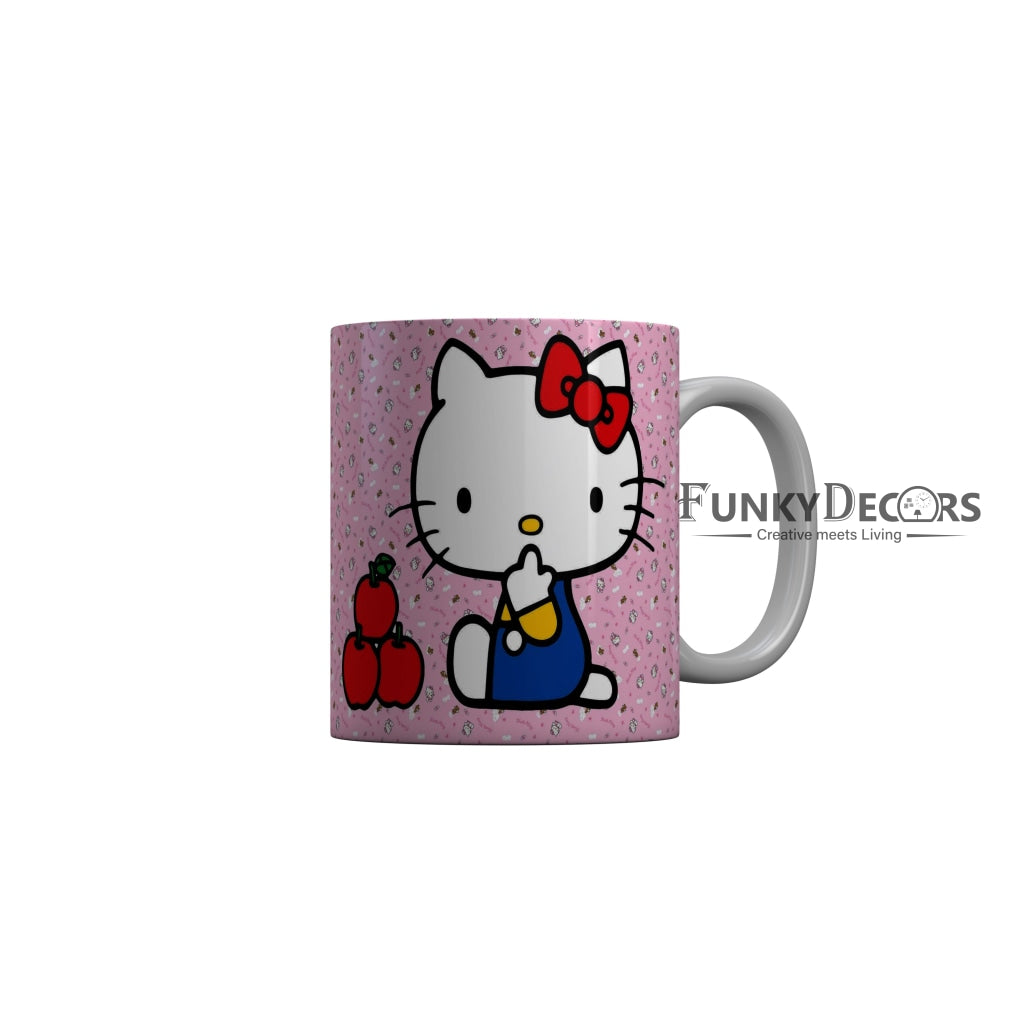 FunkyDecors Hello Kitty Apple Pink Cartoon Ceramic Coffee Mug