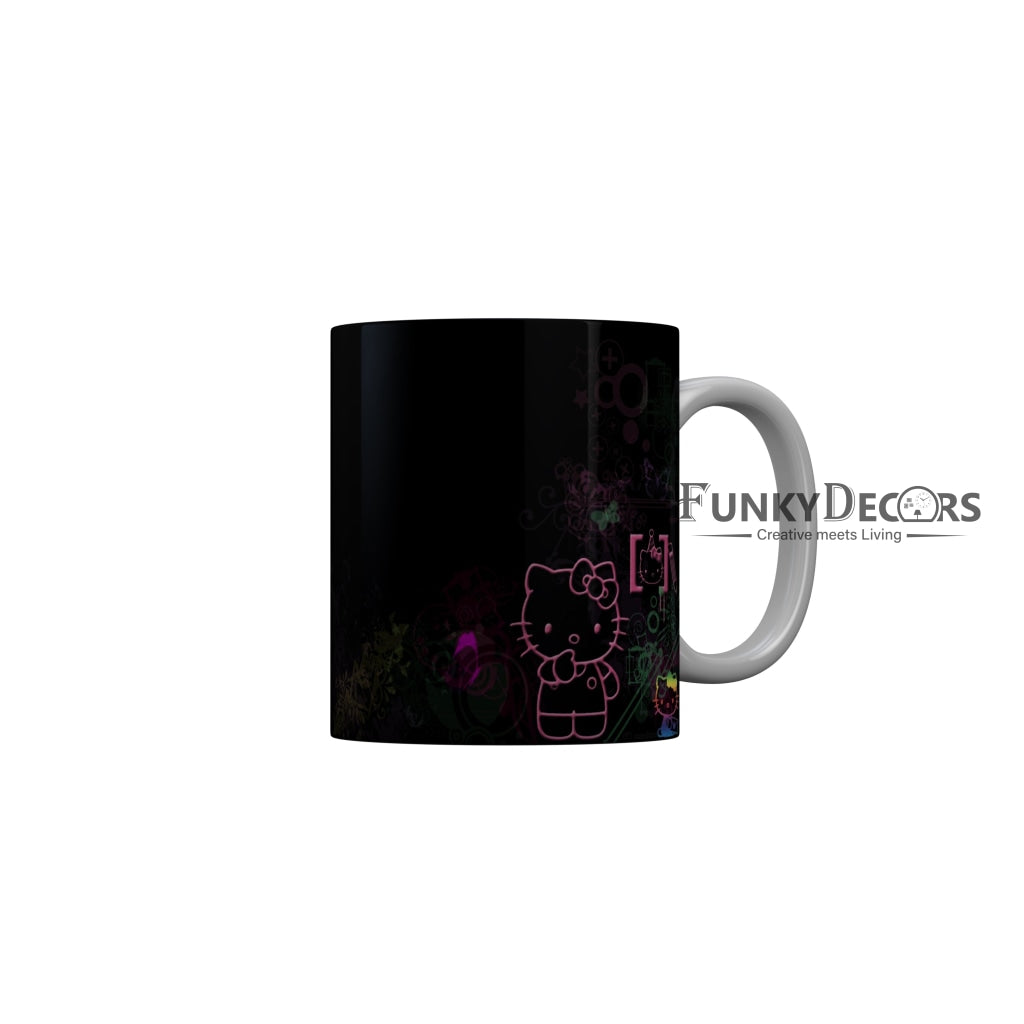 FunkyDecors Hello Kitty Black Cartoon Ceramic Coffee Mug