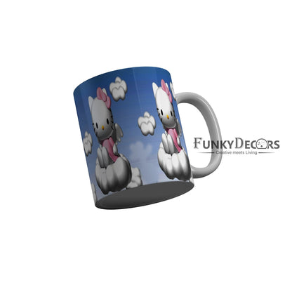 FunkyDecors Hello Kitty Blue Cartoon Ceramic Coffee Mug