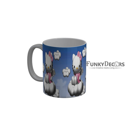 FunkyDecors Hello Kitty Blue Cartoon Ceramic Coffee Mug