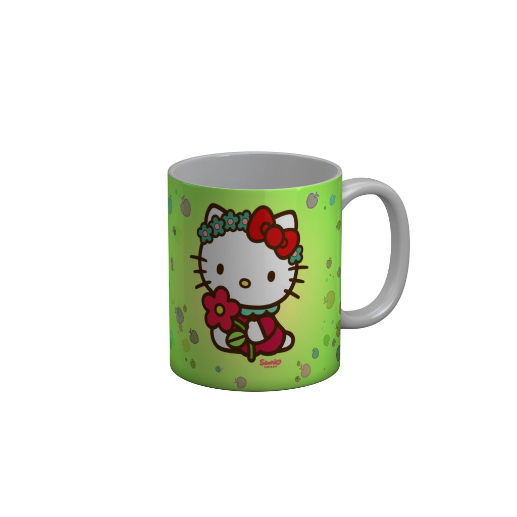 FunkyDecors Hello Kitty Flower Green Cartoon Ceramic Coffee Mug
