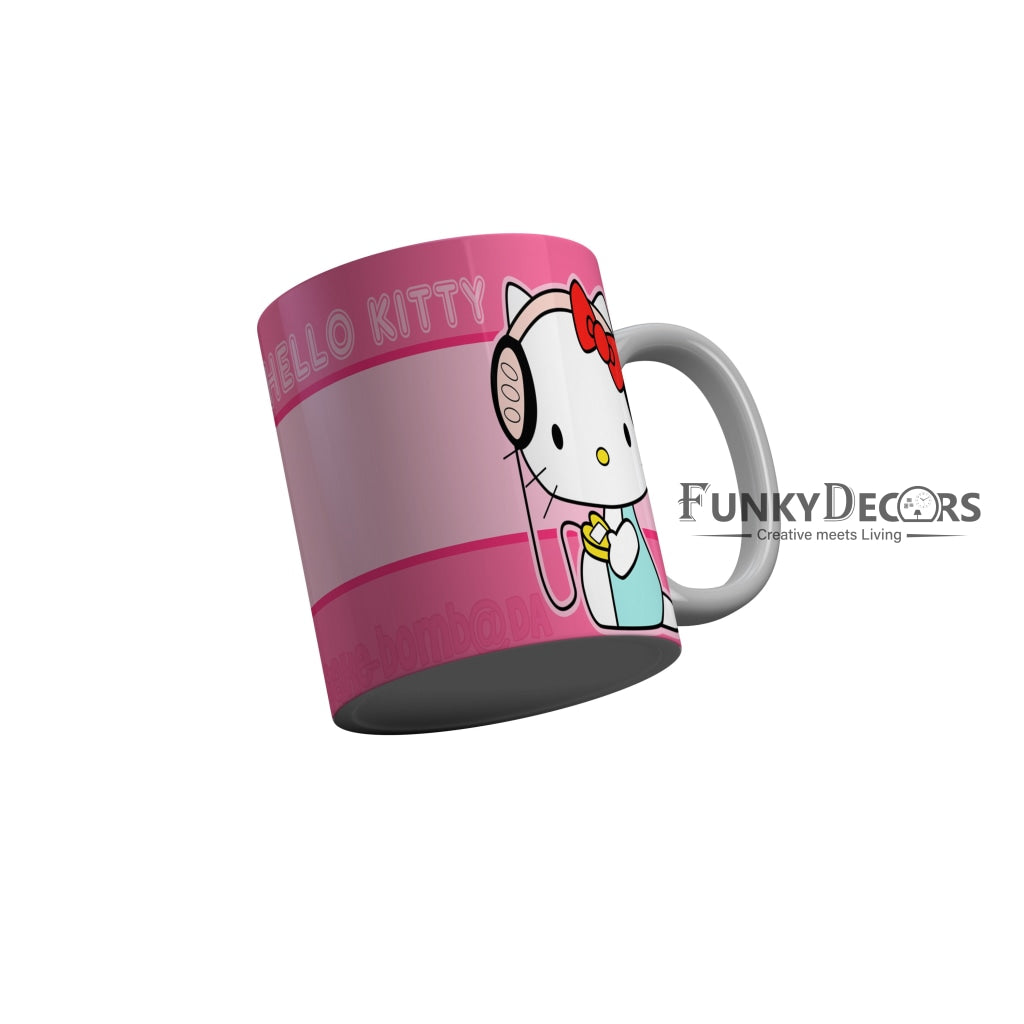 FunkyDecors Hello Kitty Pink Cartoon Ceramic Coffee Mug