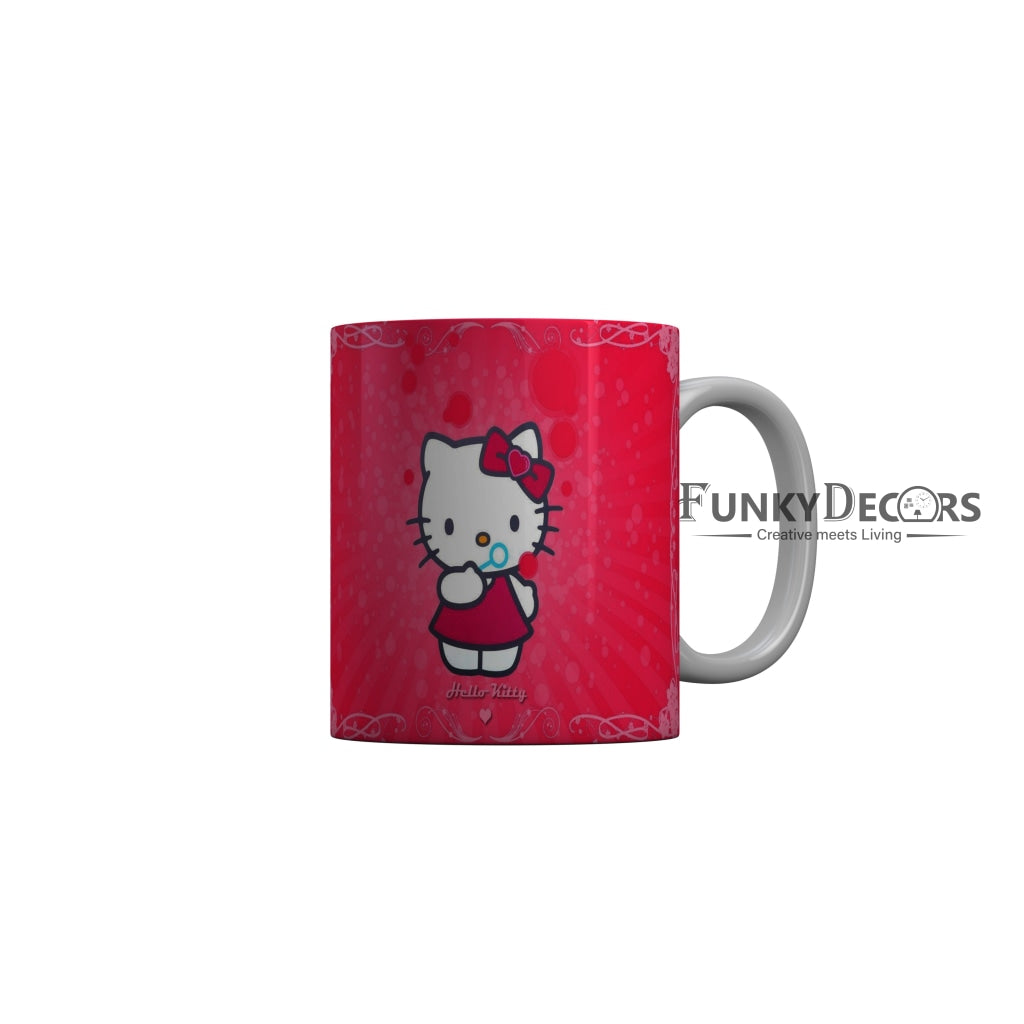 FunkyDecors Hello Kitty Pink Cartoon Ceramic Coffee Mug