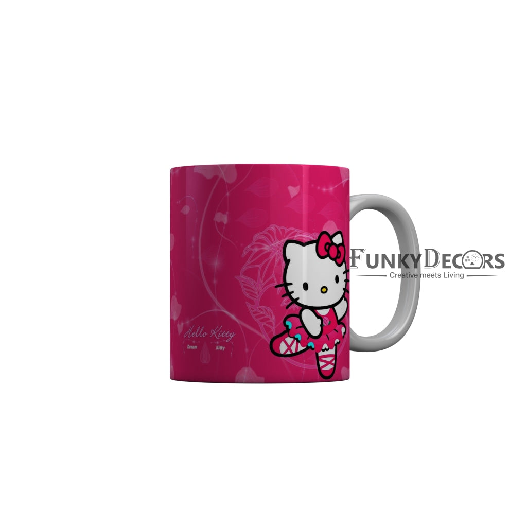 FunkyDecors Hello Kitty Pink Cartoon Ceramic Coffee Mug