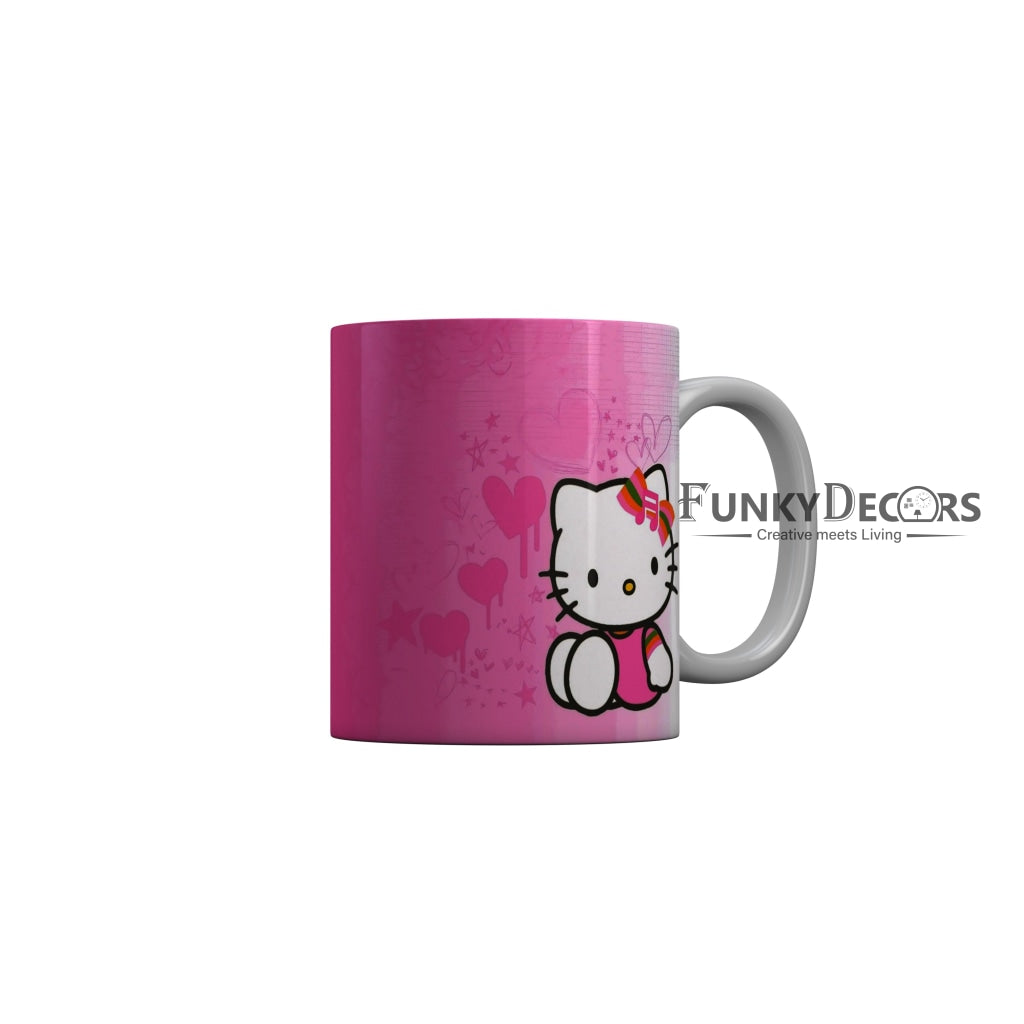 FunkyDecors Hello Kitty Pink Cartoon Ceramic Coffee Mug