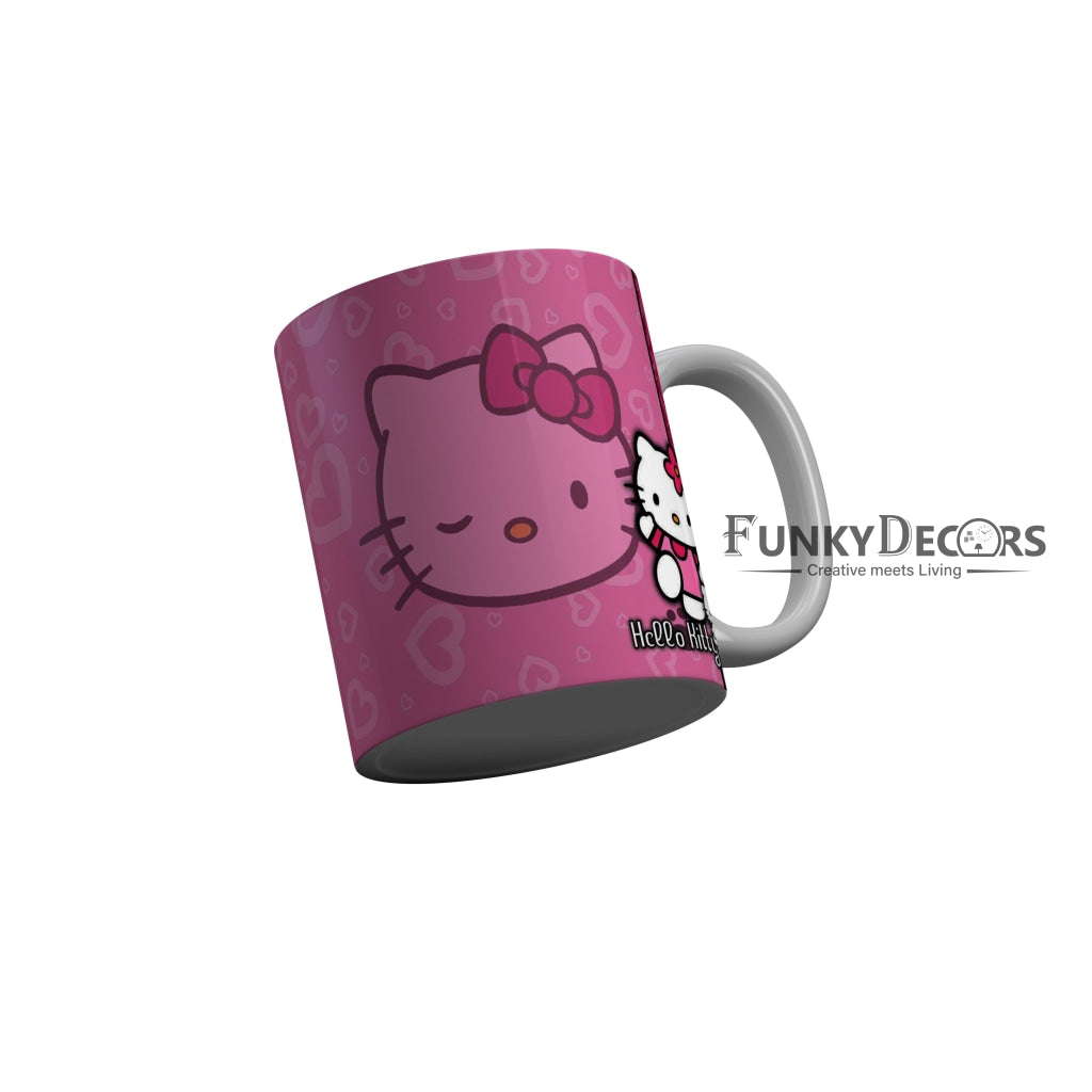 FunkyDecors Hello Kitty Pink Cartoon Ceramic Coffee Mug