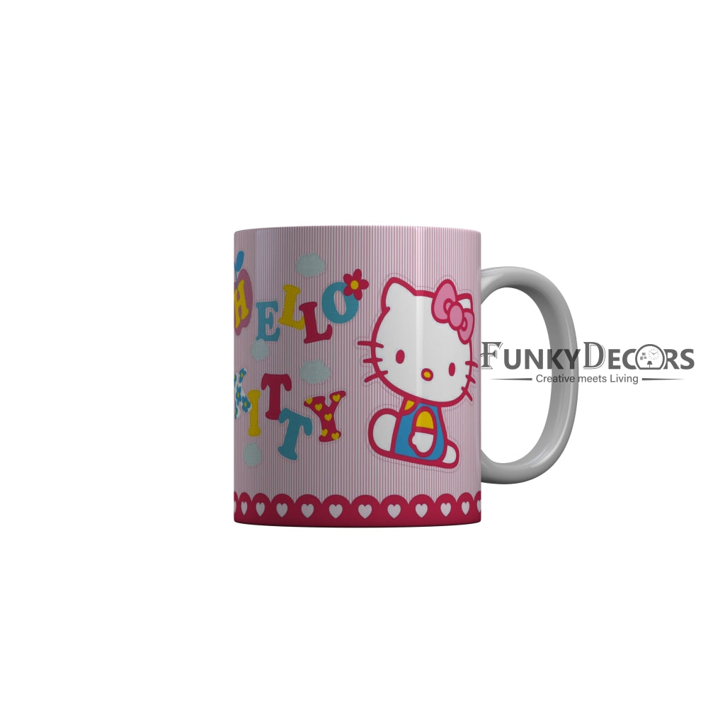 FunkyDecors Hello Kitty Pink Cartoon Ceramic Coffee Mug