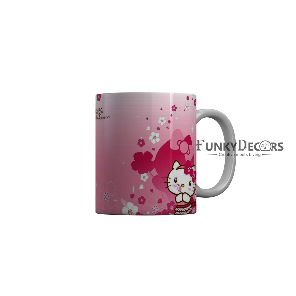 FunkyDecors Hello Kitty Pink Cartoon Ceramic Coffee Mug