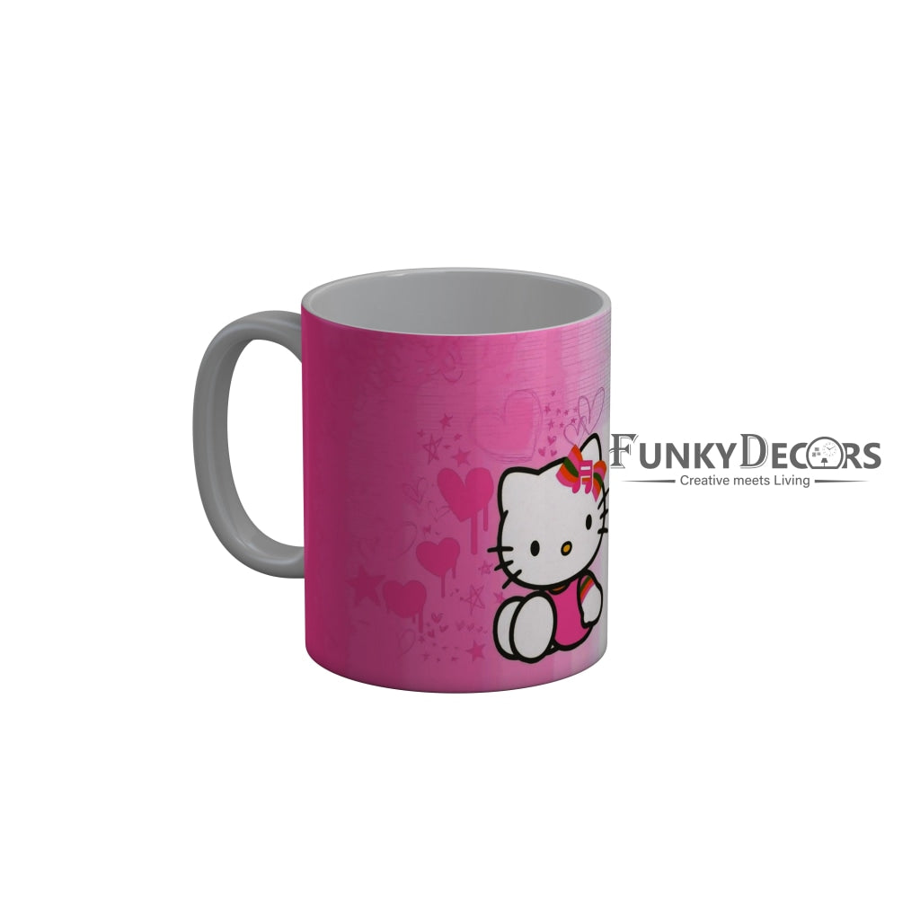 FunkyDecors Hello Kitty Pink Cartoon Ceramic Coffee Mug