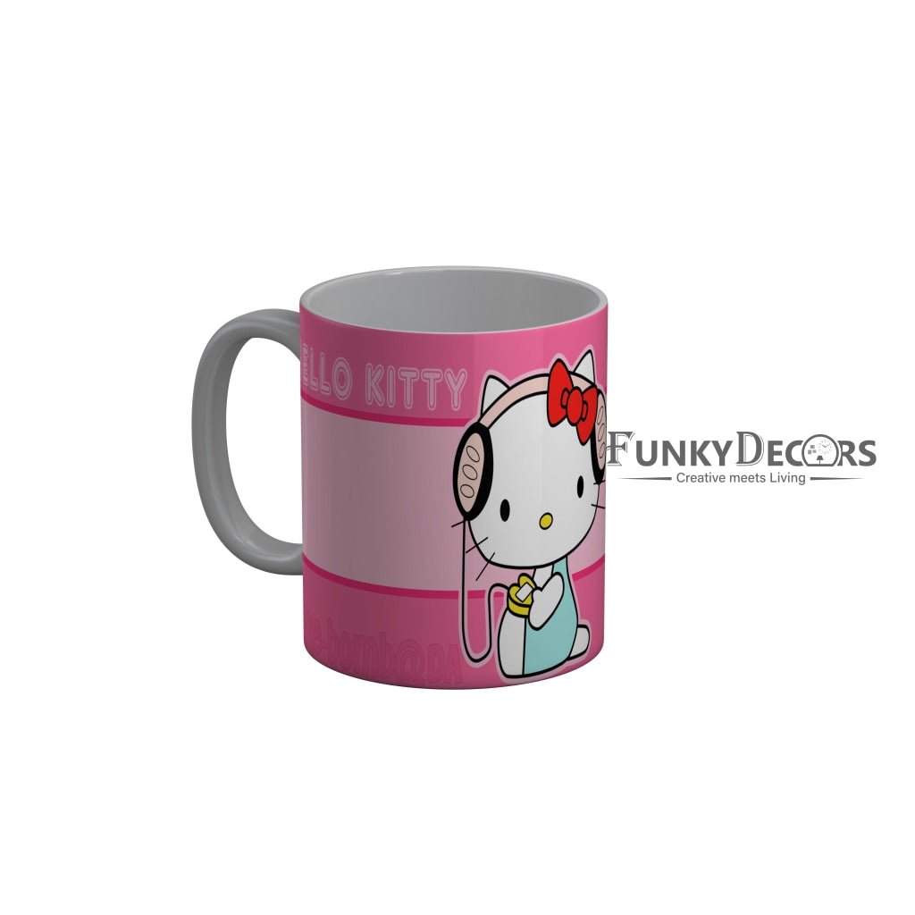 FunkyDecors Hello Kitty Pink Cartoon Ceramic Coffee Mug