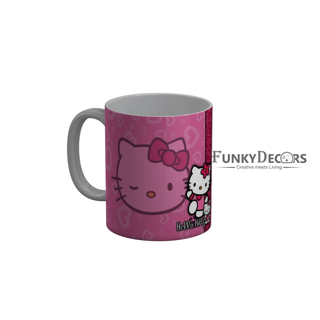FunkyDecors Hello Kitty Pink Cartoon Ceramic Coffee Mug