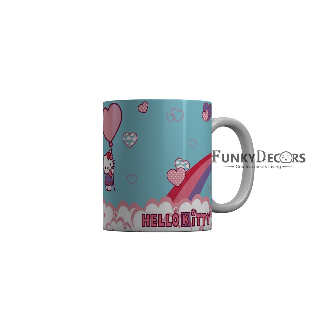 FunkyDecors Hello Kitty Rainbow Blue Cartoon Ceramic Coffee Mug