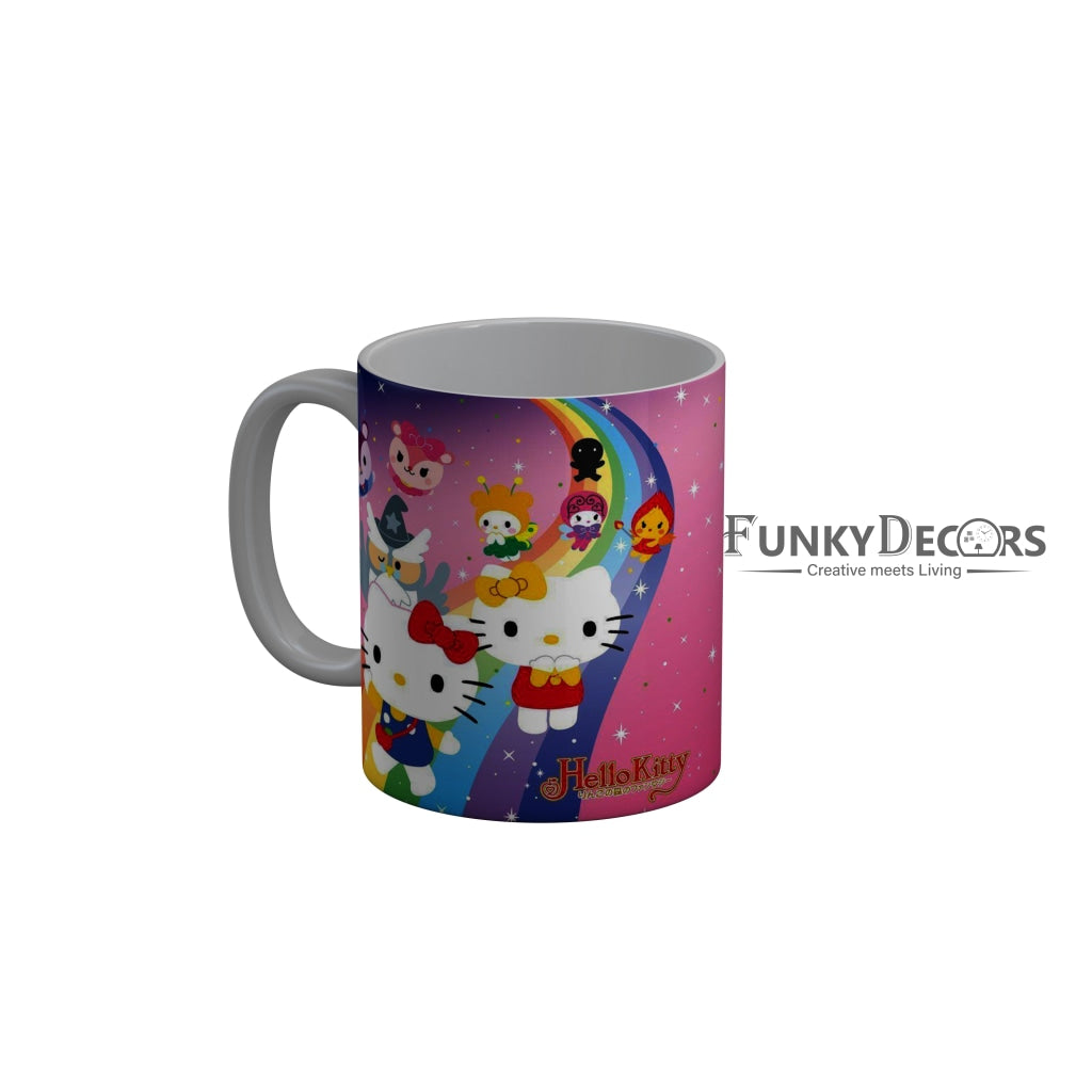 FunkyDecors Hello Kitty Rainbow Cartoon Ceramic Coffee Mug