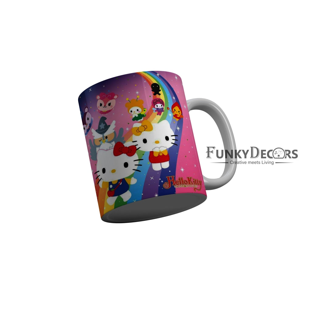 FunkyDecors Hello Kitty Rainbow Cartoon Ceramic Coffee Mug