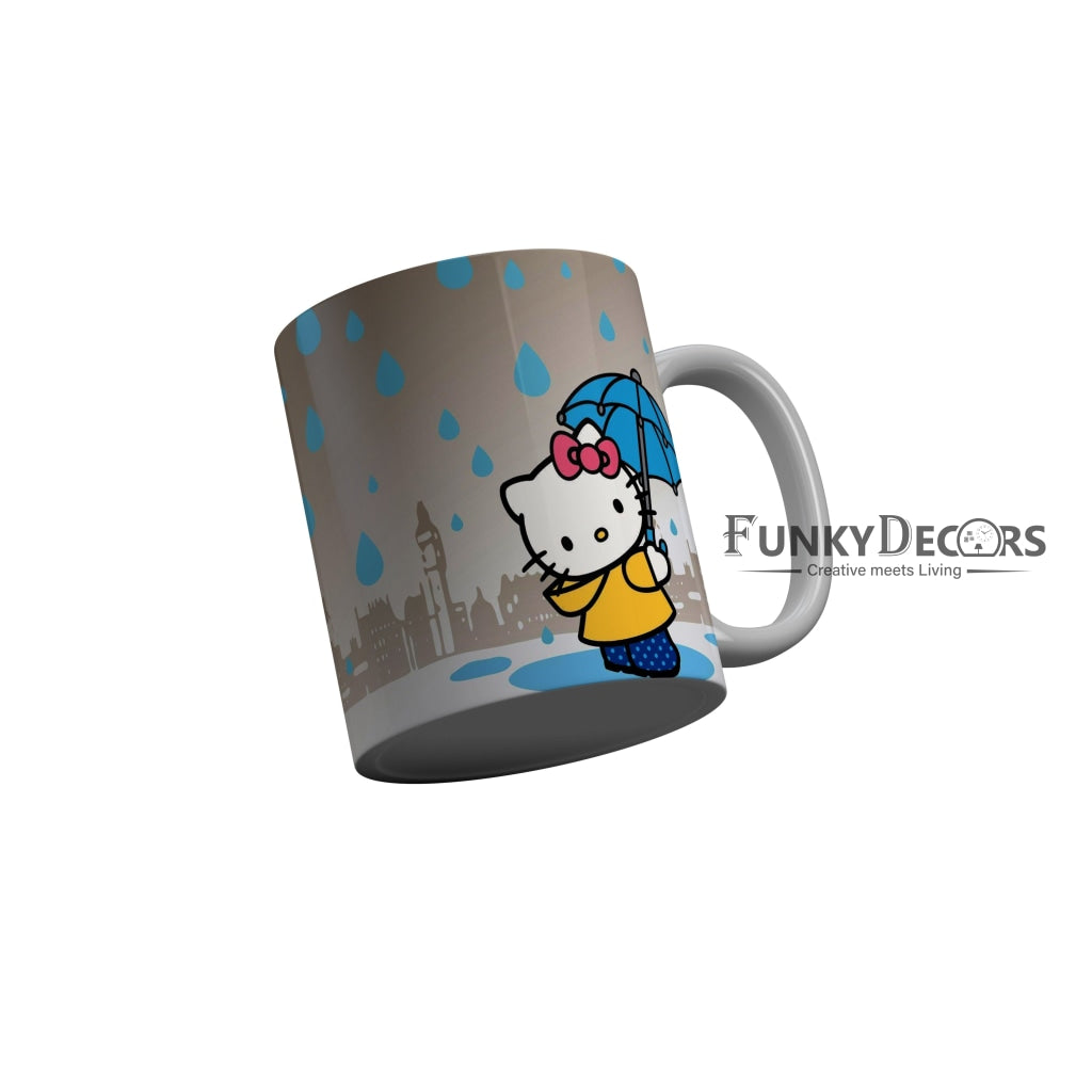 FunkyDecors Hello Kitty Rainy Season Cartoon Ceramic Coffee Mug