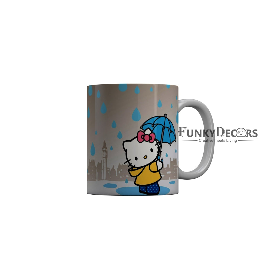 FunkyDecors Hello Kitty Rainy Season Cartoon Ceramic Coffee Mug