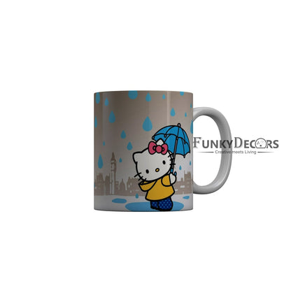 FunkyDecors Hello Kitty Rainy Season Cartoon Ceramic Coffee Mug