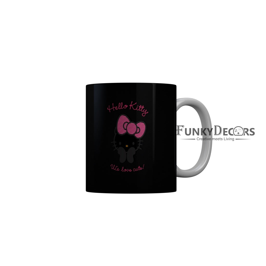 FunkyDecors Hello Kitty We Love Cute Black Cartoon Ceramic Coffee Mug