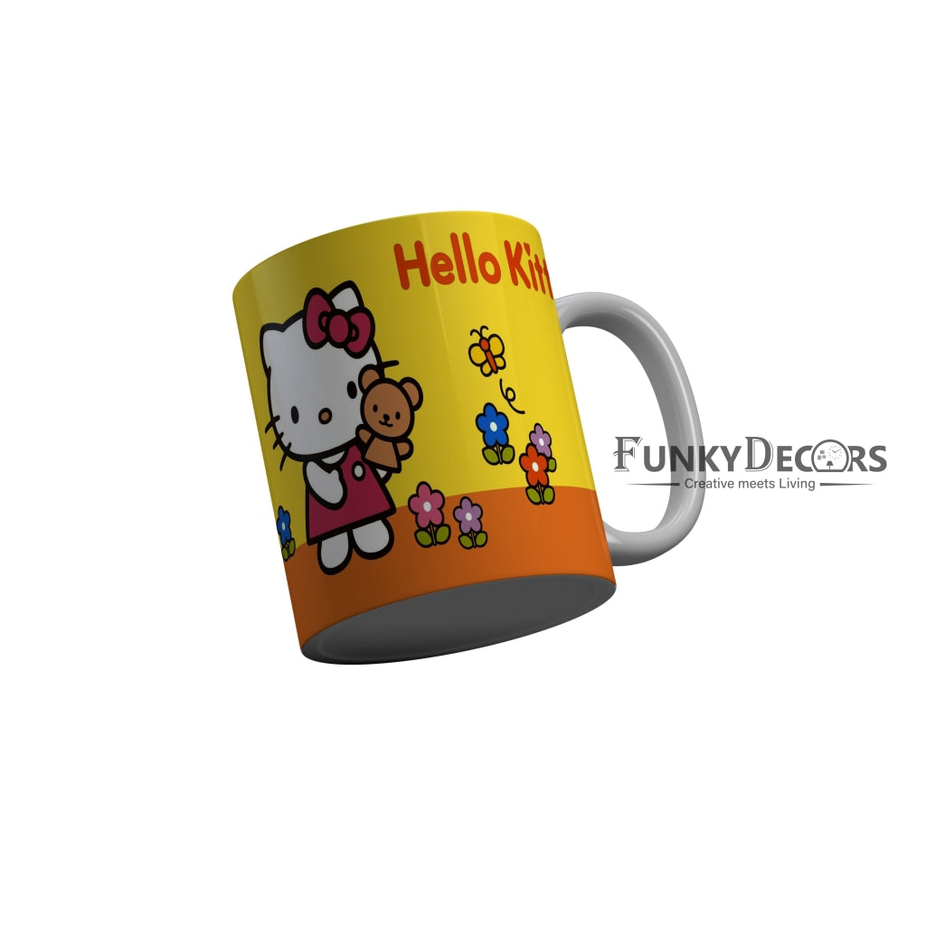 FunkyDecors Hello Kitty with Teddy Cartoon Ceramic Coffee Mug