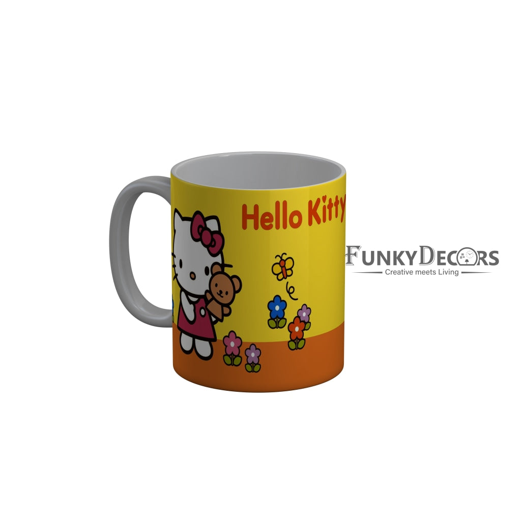 FunkyDecors Hello Kitty with Teddy Cartoon Ceramic Coffee Mug