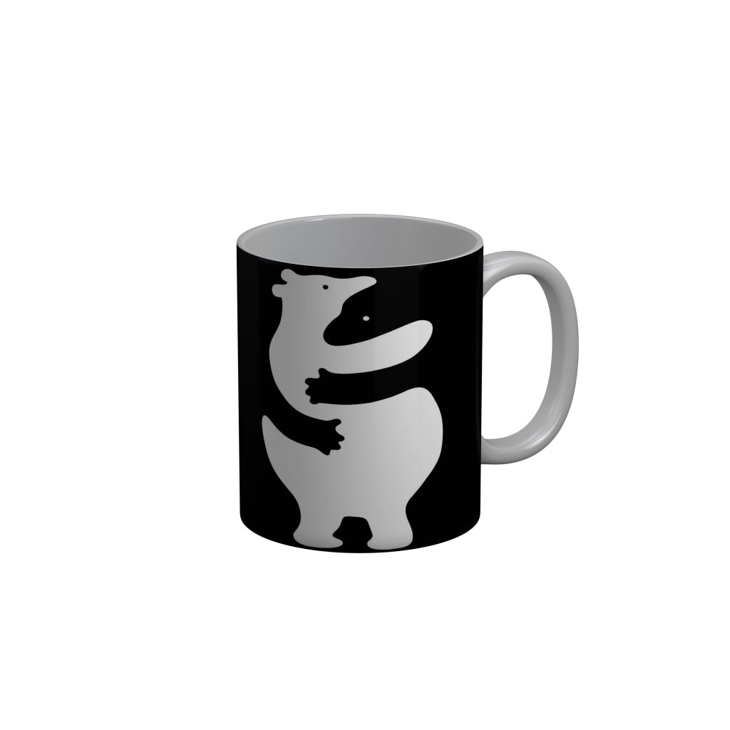 FunkyDecors Hugging Teddy Black Funny Quotes Ceramic Coffee Mug, 350 ml