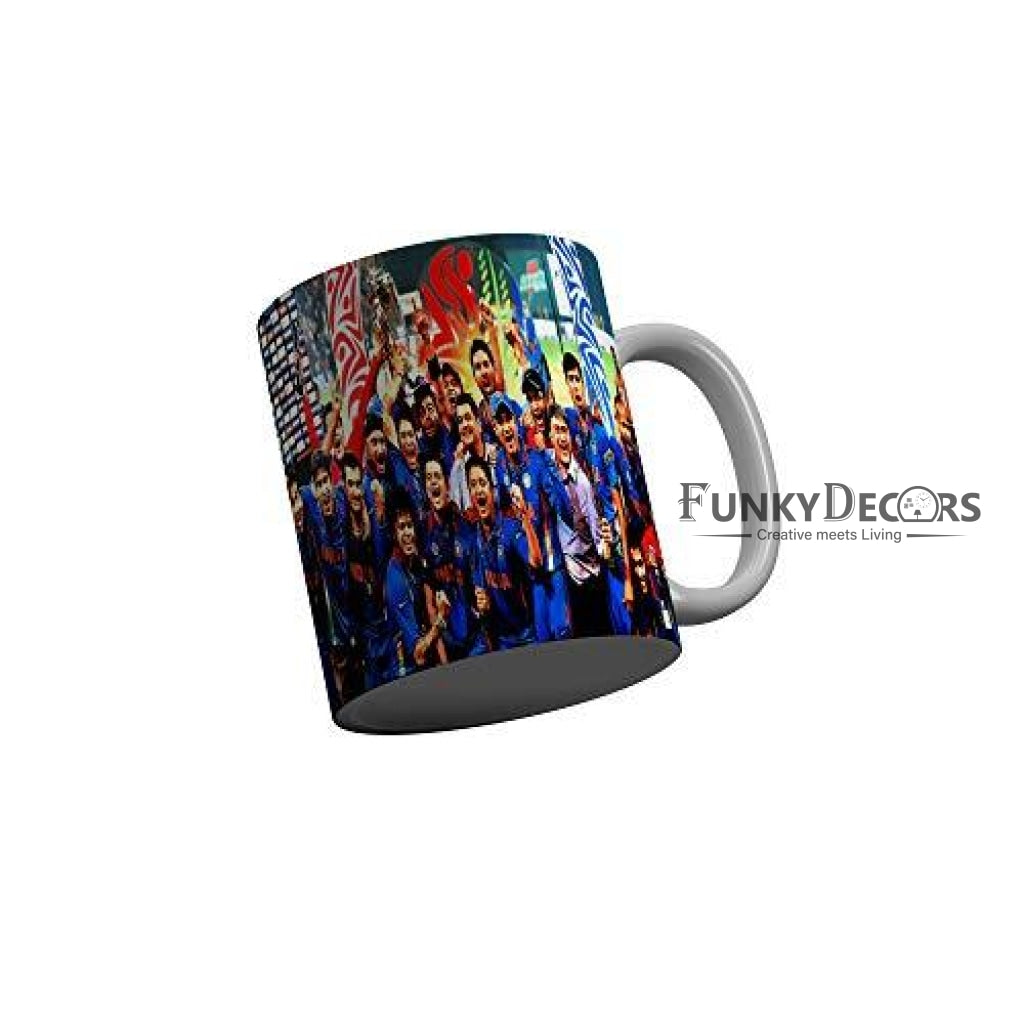 Funkydecors Indian Cricket Team Champions Ceramic Mug 350 Ml Multicolor Mugs