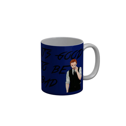 FunkyDecors Its Good To Be Bad Blue Quotes Ceramic Coffee Mug, 350 ml