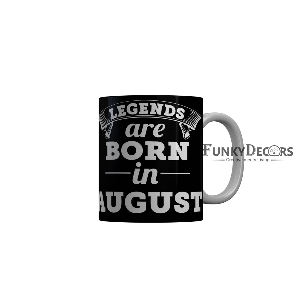 FunkyDecors Kings Are Born In April Black Birthday Quotes Ceramic Coffee Mug, 350 ml