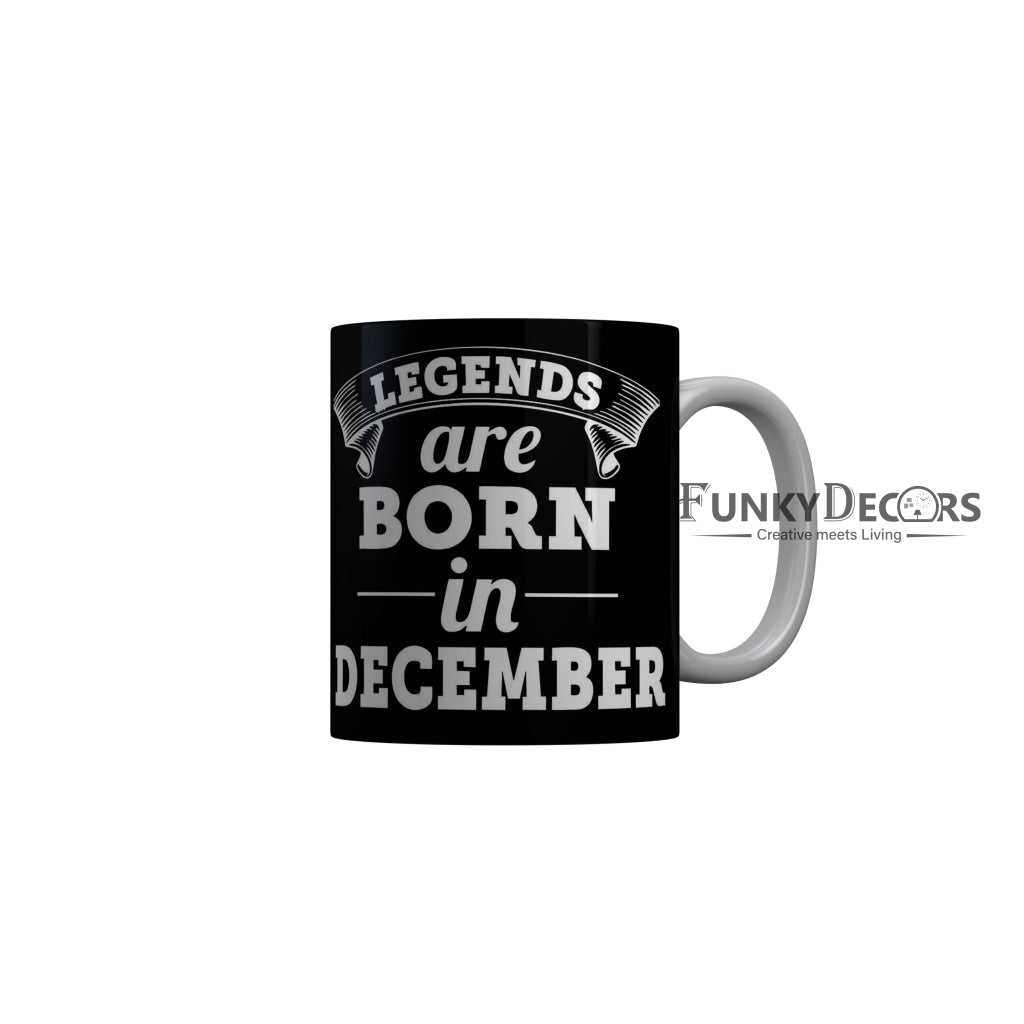 FunkyDecors Kings Are Born In February Black Birthday Quotes Ceramic Coffee Mug, 350 ml