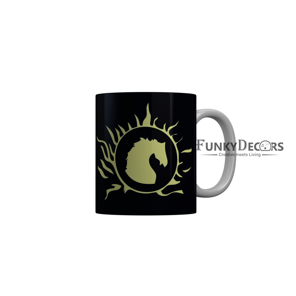 FunkyDecors Logo Black Ceramic Coffee Mug, 350 ml