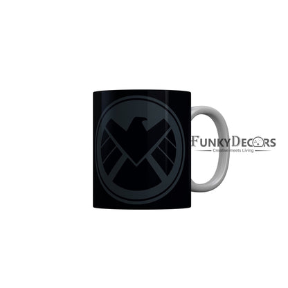 FunkyDecors Logo Black Ceramic Coffee Mug, 350 ml