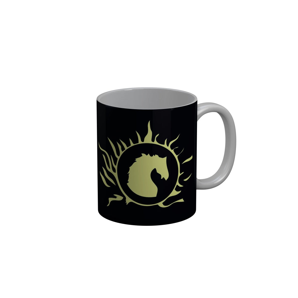 FunkyDecors Logo Black Ceramic Coffee Mug, 350 ml