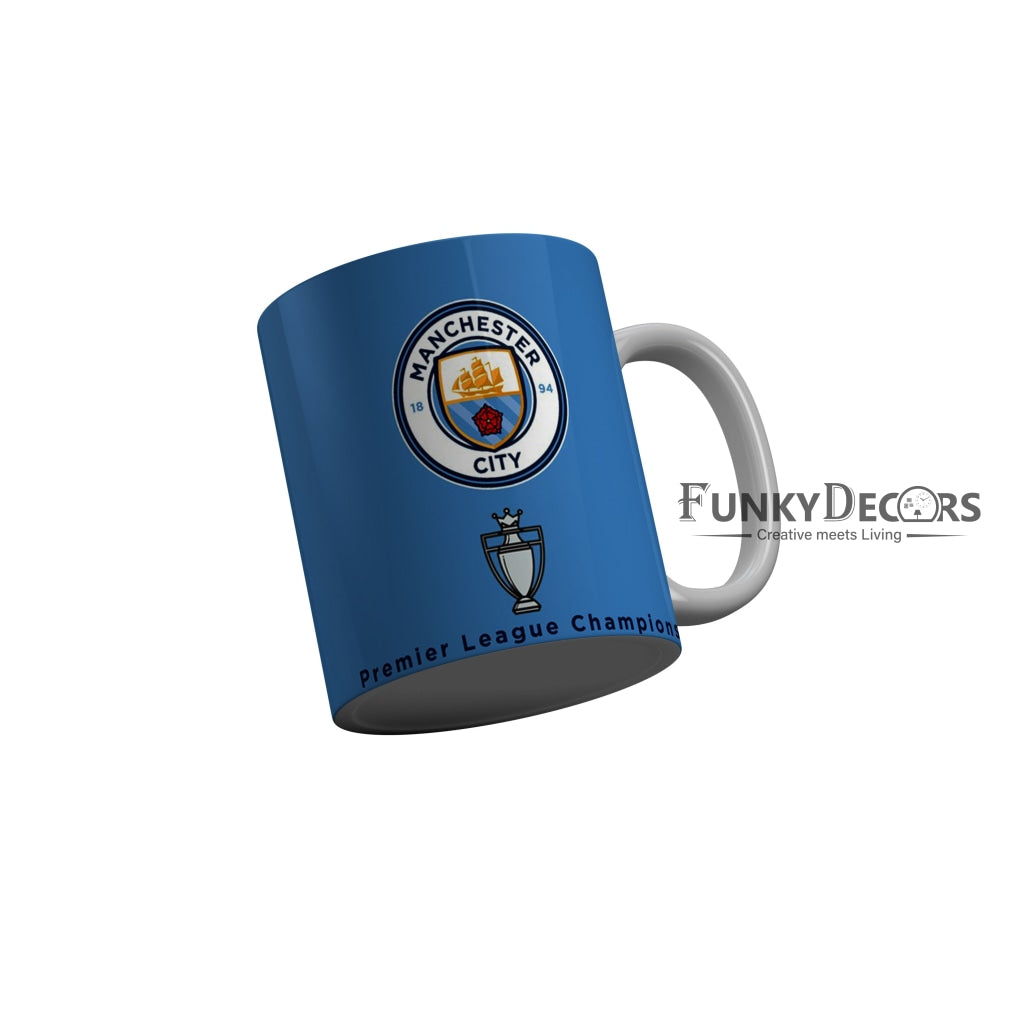 FunkyDecors Manchester City Football Premier League Champions 2012-2014 Blue Ceramic Coffee Mug