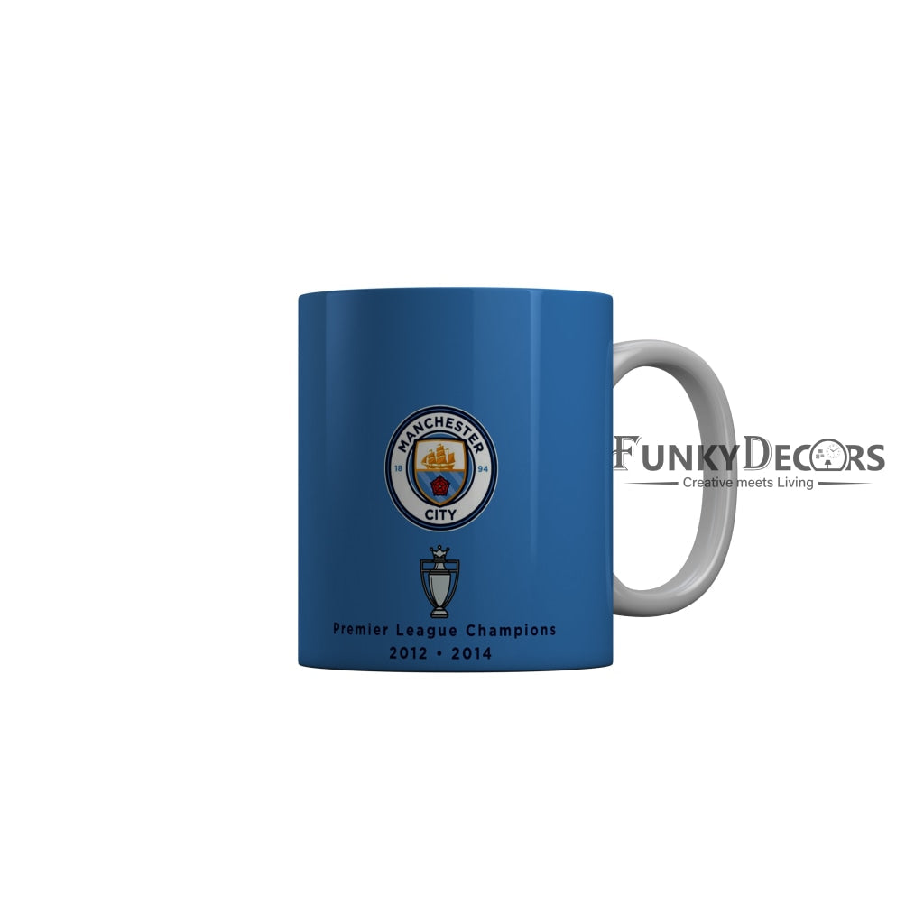 FunkyDecors Manchester City Football Premier League Champions 2012-2014 Blue Ceramic Coffee Mug