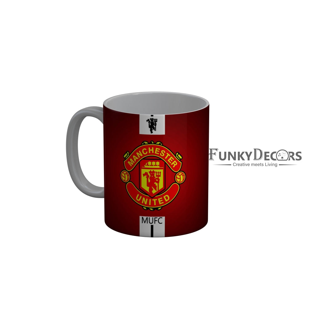 FunkyDecors Manchester United Football Red White Ceramic Coffee Mug