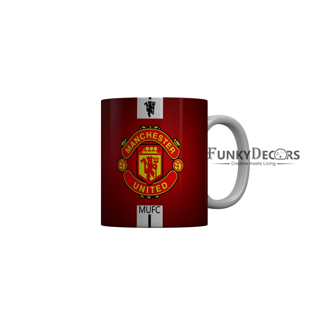 FunkyDecors Manchester United Football Red White Ceramic Coffee Mug