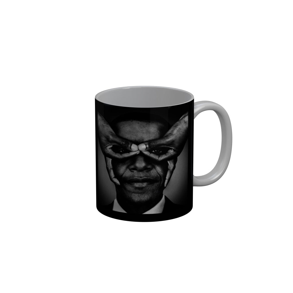 FunkyDecors Men Face Black Quotes Ceramic Coffee Mug, 350 ml