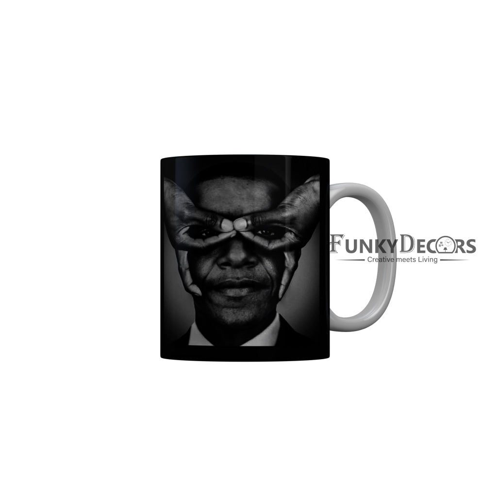 FunkyDecors Men Face Black Quotes Ceramic Coffee Mug, 350 ml